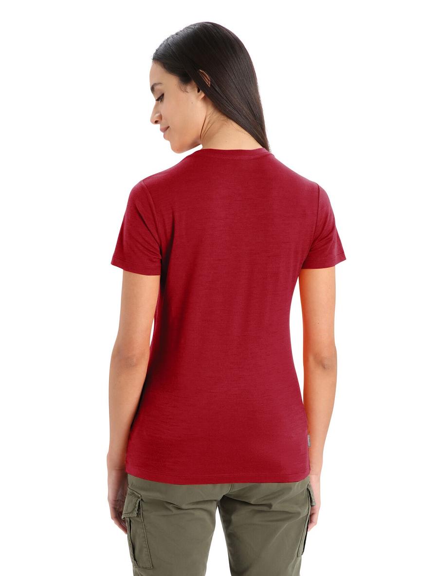 Women's Icebreaker Merino Tech Lite II Short Sleeve T Shirts Cherry | CA 1371VRWD